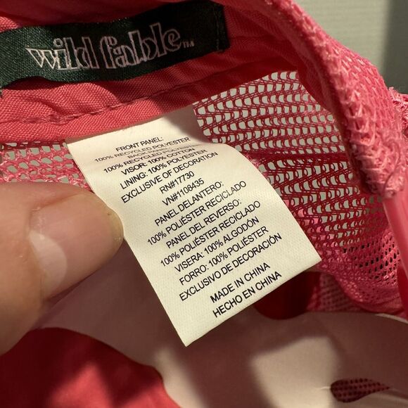 Wild Fable Flaming Heart Sherpa Hat Cap Snapback Adjustable Mesh Back Pink - Picture 7 of 7